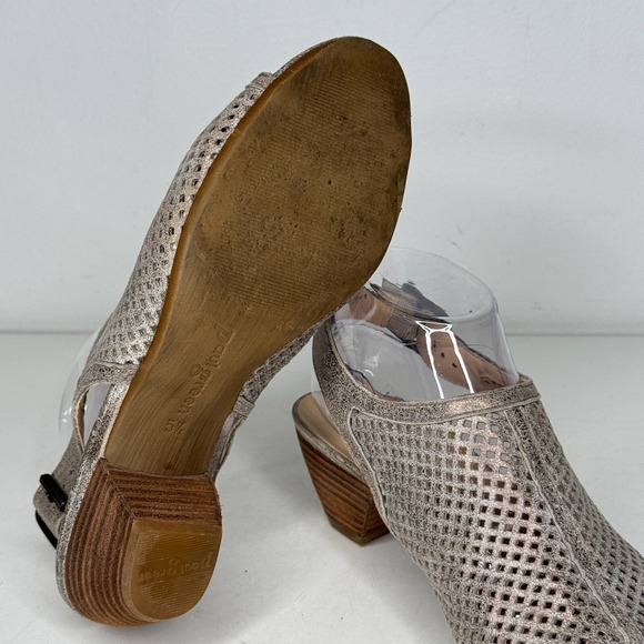 Paul Green Sandals Womens Sz 7.5 US 5.5 UK Metallic Laser Cut Tan Nubuck Leather - Picture 7 of 9